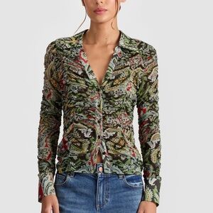 Alice + Olivia Multicolor Patterned Button-Down Shirt